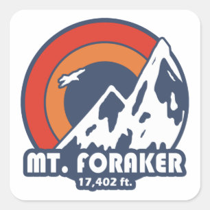 Mt. Foraker Alaska Sun Eagle Square Sticker