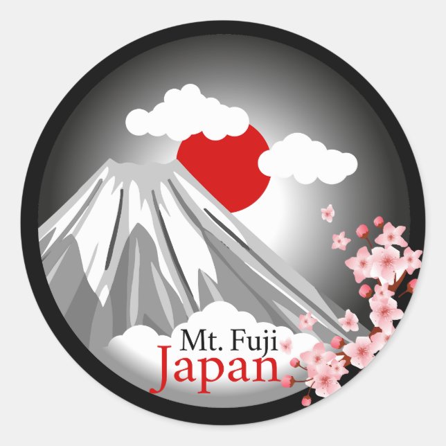 Mt. Fuji Abstract Landscape  Classic Round Sticker (Front)