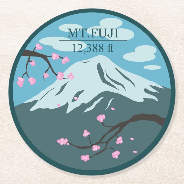 Mt. Fuji Altitude Round Paper Coaster (Front)
