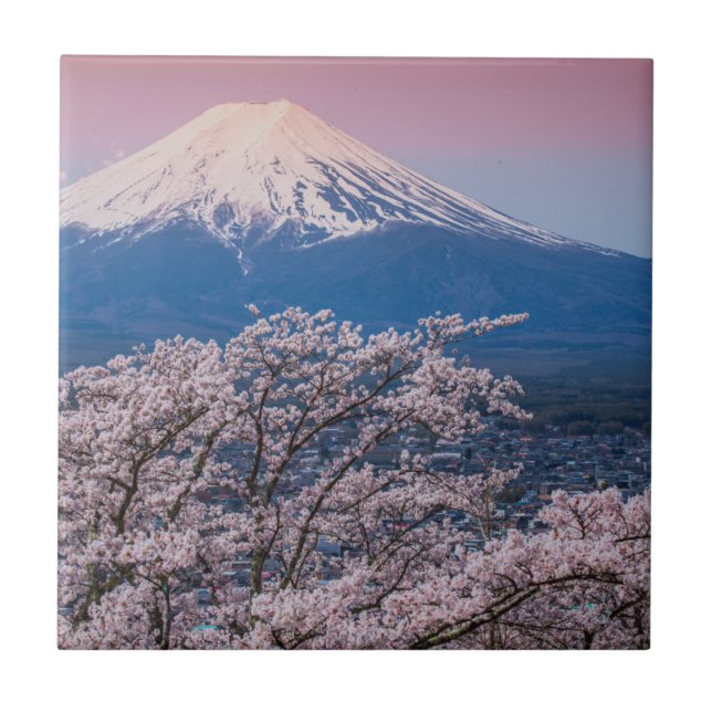 Mt Fuji and Cherry Blossoms Tile (Front)