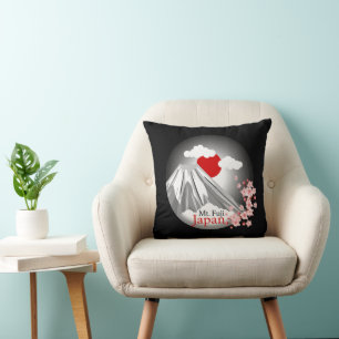 Mt. Fuji Cherry Blossom Abstract Landscape  Throw Pillow