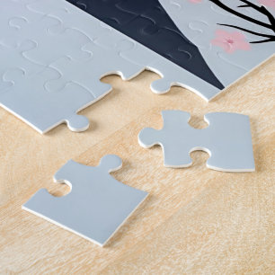 Mt. Fuji Cherry Blossom Minimalist Art Puzzle 