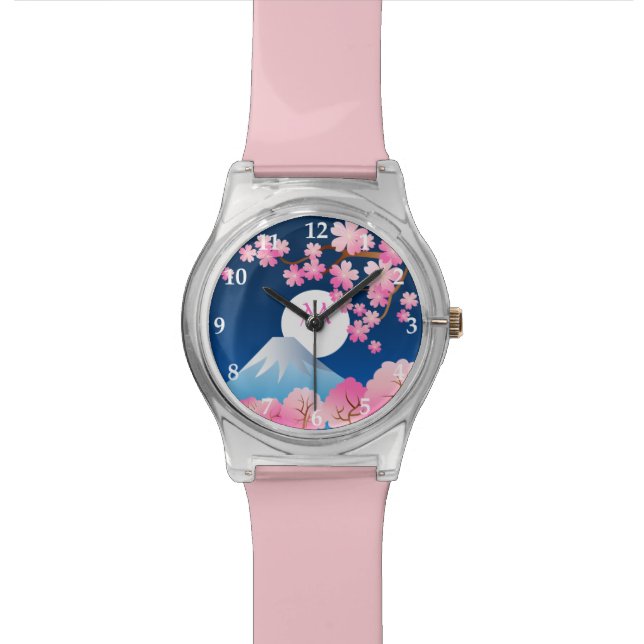 Mt Fuji Cherry Blossoms Spring Japan Night Sakura Watch (Close Up)