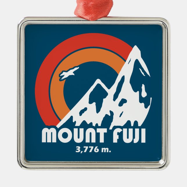 Mt. Fuji Japan Sun Eagle Metal Ornament (Front)