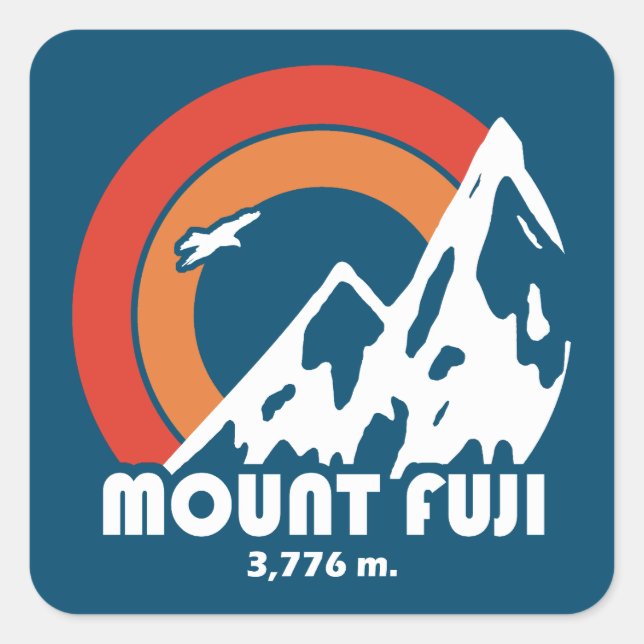 Mt. Fuji Japan Sun Eagle Square Sticker (Front)