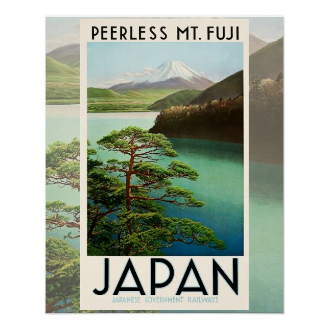 Mt Fuji Japan Travel Poster Vintage Art (Front)
