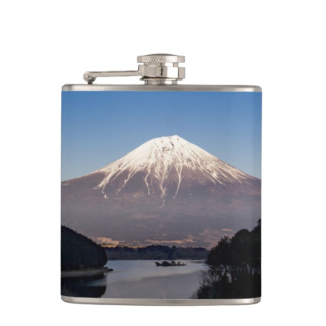 Mt Fuji Lake Reflection Hip Flask (Front)