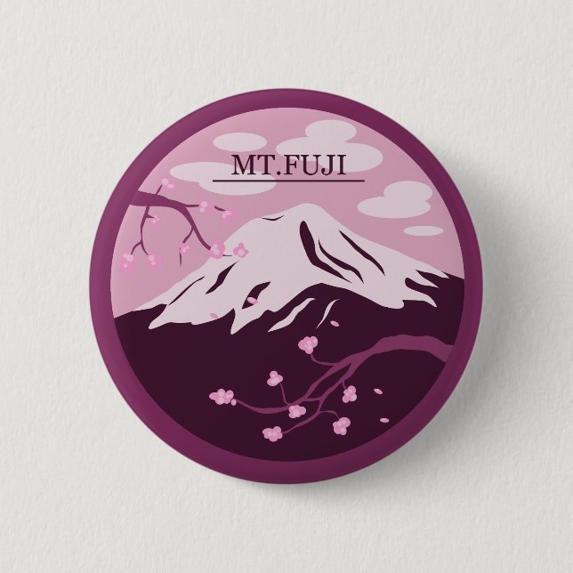 Mt. Fuji (Pink) 2 Inch Round Button (Front)