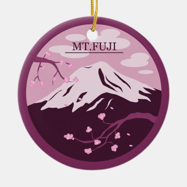 Mt. Fuji (Pink) Ceramic Ornament (Front)