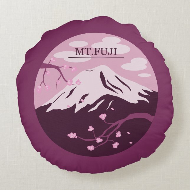 Mt. Fuji (Pink) Round Pillow (Back)