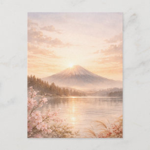 Mt. Fuji Sunrise Watercolor Holiday Card
