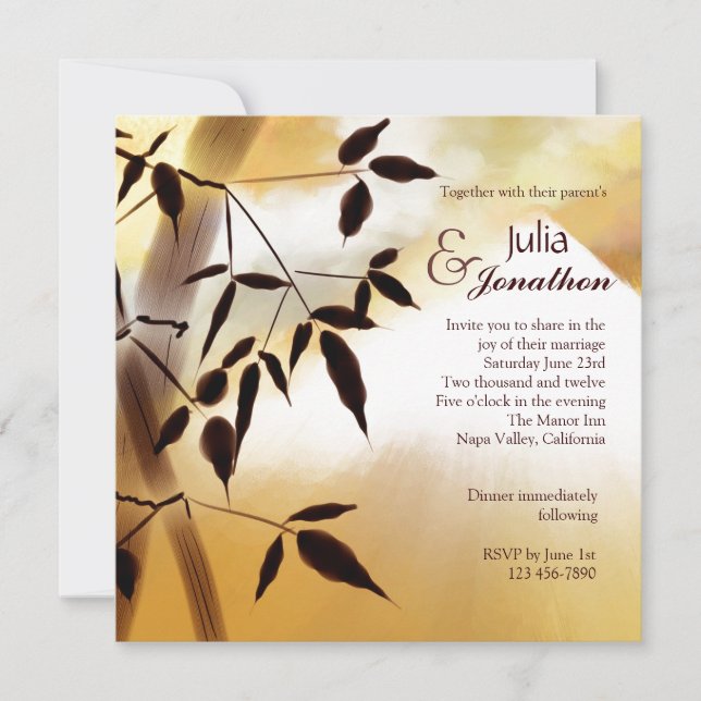 Mt. Fuji Sunset Wedding Invitation (Front)