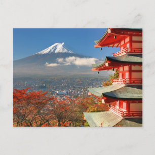 Mt. Fuji viewed from behind Chureito Pagoda Postcard