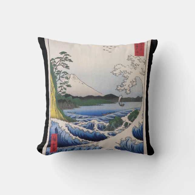 Mt. Fuji viewed from water circa 1800's Throw Pillow (Front)