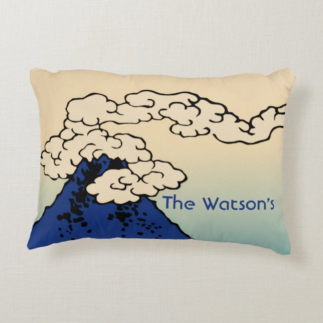 Mt. Fuji with Clouds Add Your Name Accent Pillow (Back)