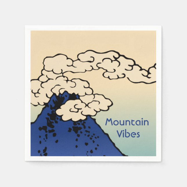 Mt. Fuji with Clouds Add Your Name Napkin (Front)