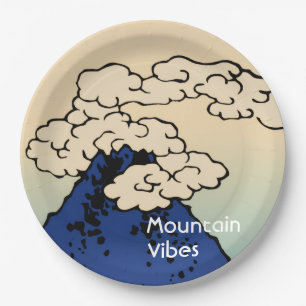 Mt. Fuji with Clouds Add Your Name Paper Plate