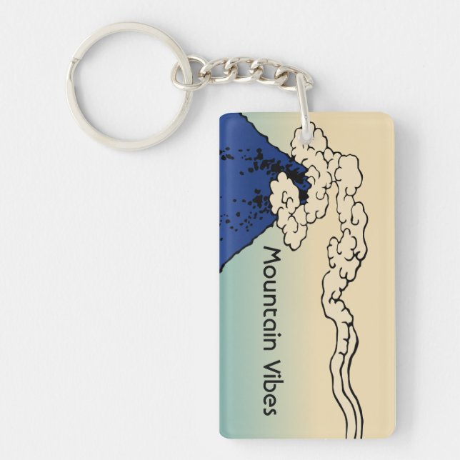 Mt. Fuji with Clouds Landscape Keychain (Front)