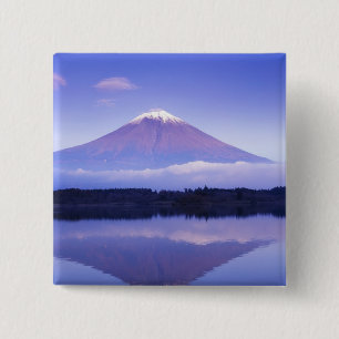 Mt. Fuji with Lenticular Cloud, Motosu Lake, 2 Inch Square Button