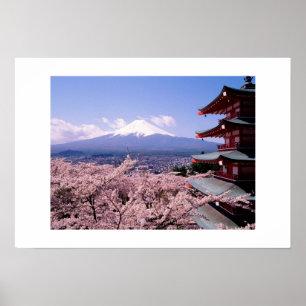 Mt Fuki with Sakura Poster