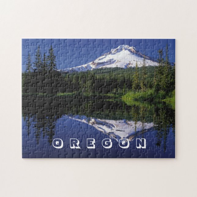 Mt. Hood, Oregon, Lake Reflection Scenic Photo Jigsaw Puzzle (Horizontal)