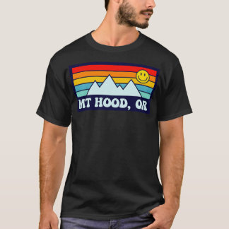 Mt Hood Oregon Mountains Skiing Retro Smile T-Shirt