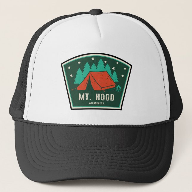 Mt. Hood Wilderness Oregon Camping Trucker Hat (Front)