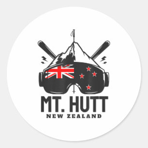 Mt Hutt New Zealand Ski Resort Retro Skiing  Classic Round Sticker