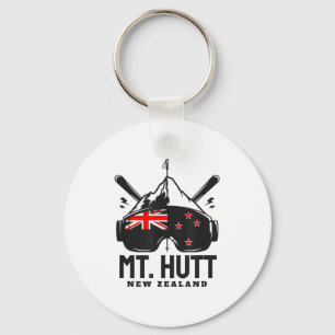 Mt Hutt New Zealand Ski Resort Retro Skiing  Keychain