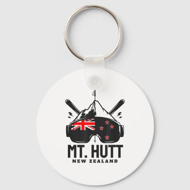 Mt Hutt New Zealand Ski Resort Retro Skiing  Keychain (Front)