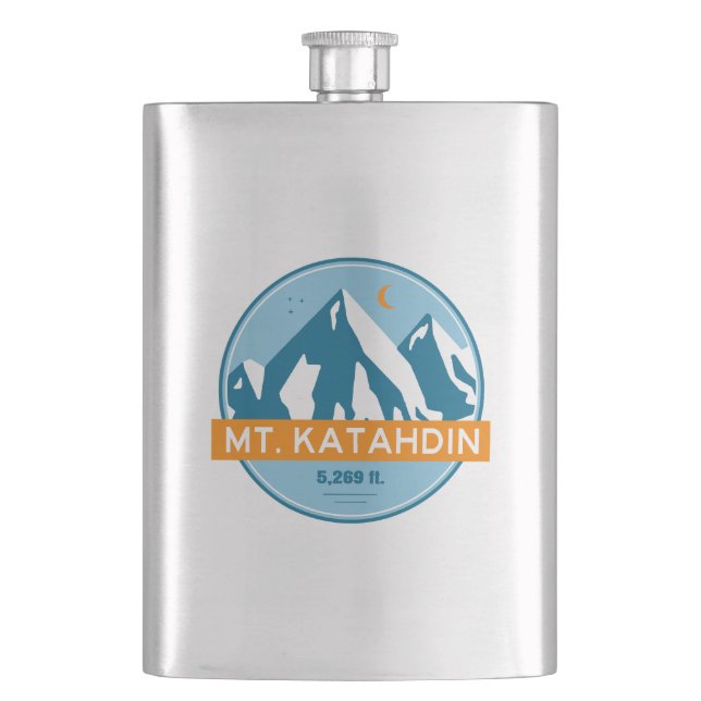 Mt. Katahdin Maine Stars Moon Hip Flask (Front)