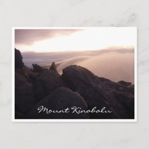 mt kinabalu peak sunrise postcard