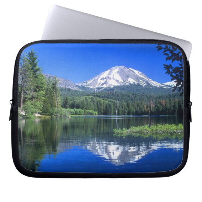 Mt. Lassen rises above Manzanita Lake Laptop Sleeve (Front)