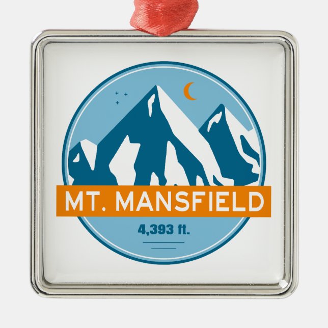 Mt. Mansfield Vermont Stars Moon Metal Ornament (Front)