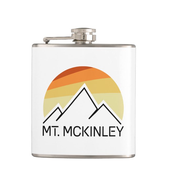 Mt. McKinley Alaska Retro Hip Flask (Front)