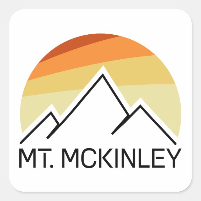Mt. McKinley Alaska Retro Square Sticker (Front)