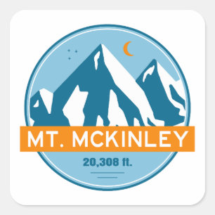 Mt. McKinley Alaska Stars Moon Square Sticker