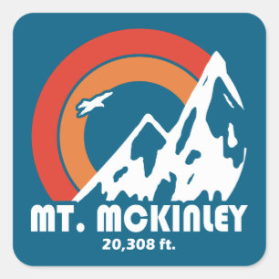 Mt. McKinley Alaska Sun Eagle Square Sticker