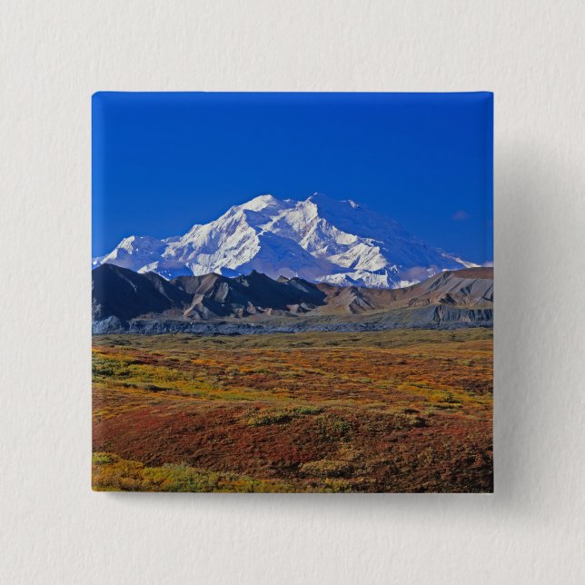 Mt . McKinley Denali National Park , Alaska. 2 Inch Square Button (Front)