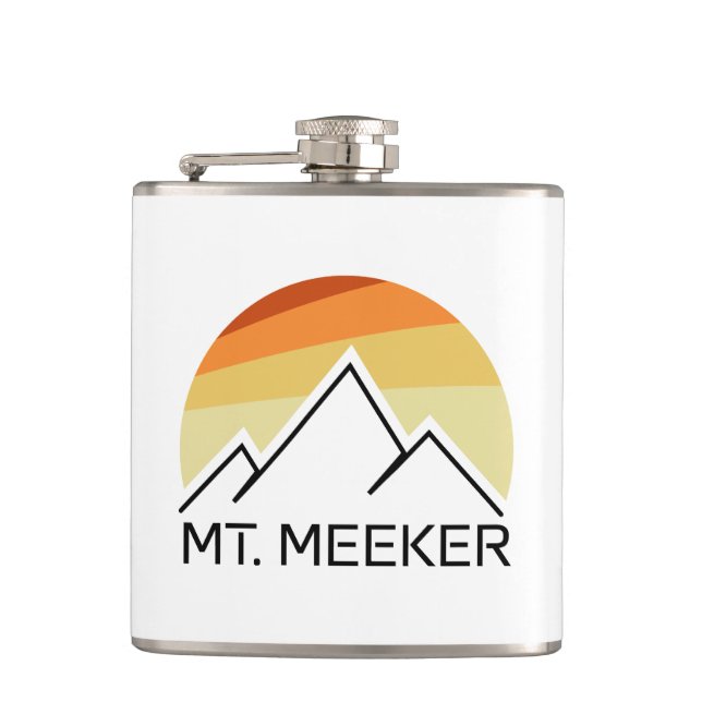 Mt. Meeker Colorado Retro Hip Flask (Front)