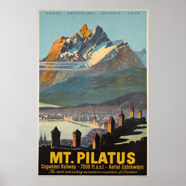 Mt.Pilatus, Suisse, Affiche de voyage (Devant)