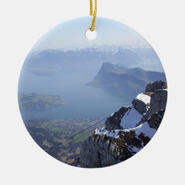 Mt. Pilatus Switzerland Ceramic Ornament (Front)