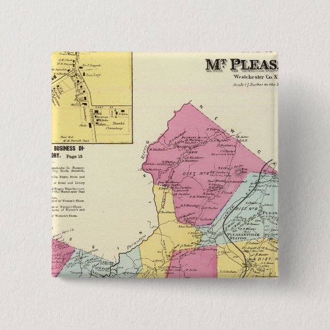 Mt Pleasant, Town 2 Inch Square Button (Front)