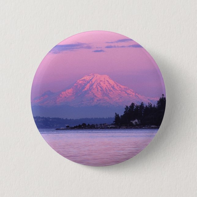 Mt. Rainier at Sunset, Washington State. 2 Inch Round Button (Front)