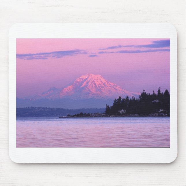 Mt. Rainier at Sunset, Washington State. Mouse Pad (Front)