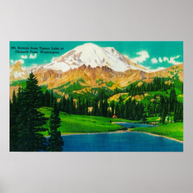 Mt. Rainier from Tipsoo Lake at Chinook Pass Poster (Front)