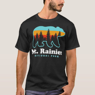 Mt Rainier National Park Hikes Retro Bear T-Shirt