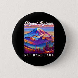 Mt. Rainier National Park Mountain Art Souvenir 1  2 Inch Round Button