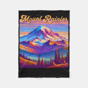 Mt. Rainier National Park Mountain Art Souvenir  Fleece Blanket