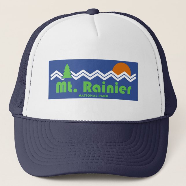 Mt. Rainier National Park Retro Trucker Hat (Front)